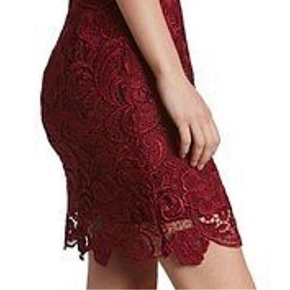 REVOLVE Dress The Population Burgundy French Floral Lace Mini Dress Sz. Large - Picture 9 of 12